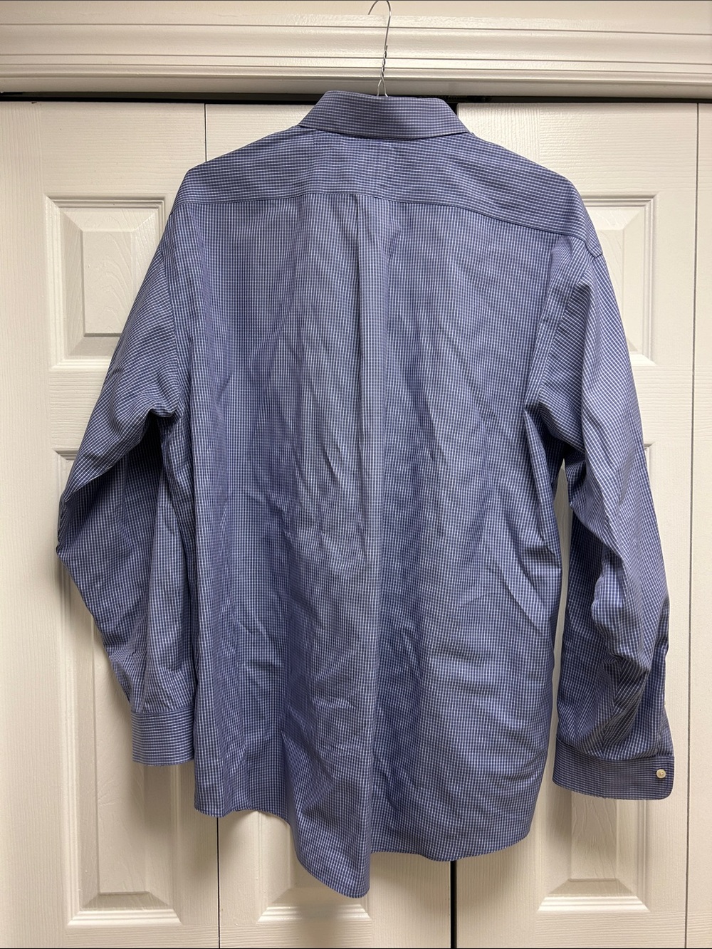 Jos a Bank Button-Down Long Sleeve cotton Shirt in Blue Micro-Check 17 1/2–35 image 4